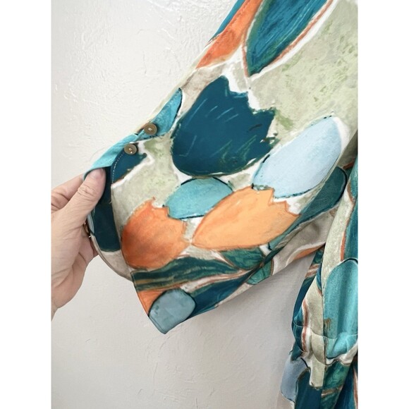 NIC+ZOE Floral Crepe Maxi Dress Size XL Women’s Caftan Pockets Travel $218 Boxy - Picture 5 of 11